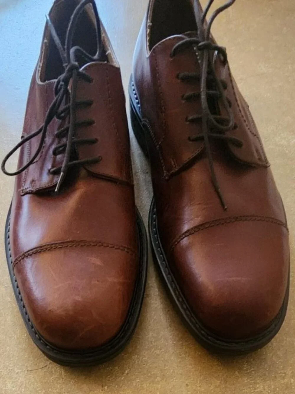 EASE by Florsheim Brown Leather Dress Shoes Non-matching sz 10-11 Made in Italy